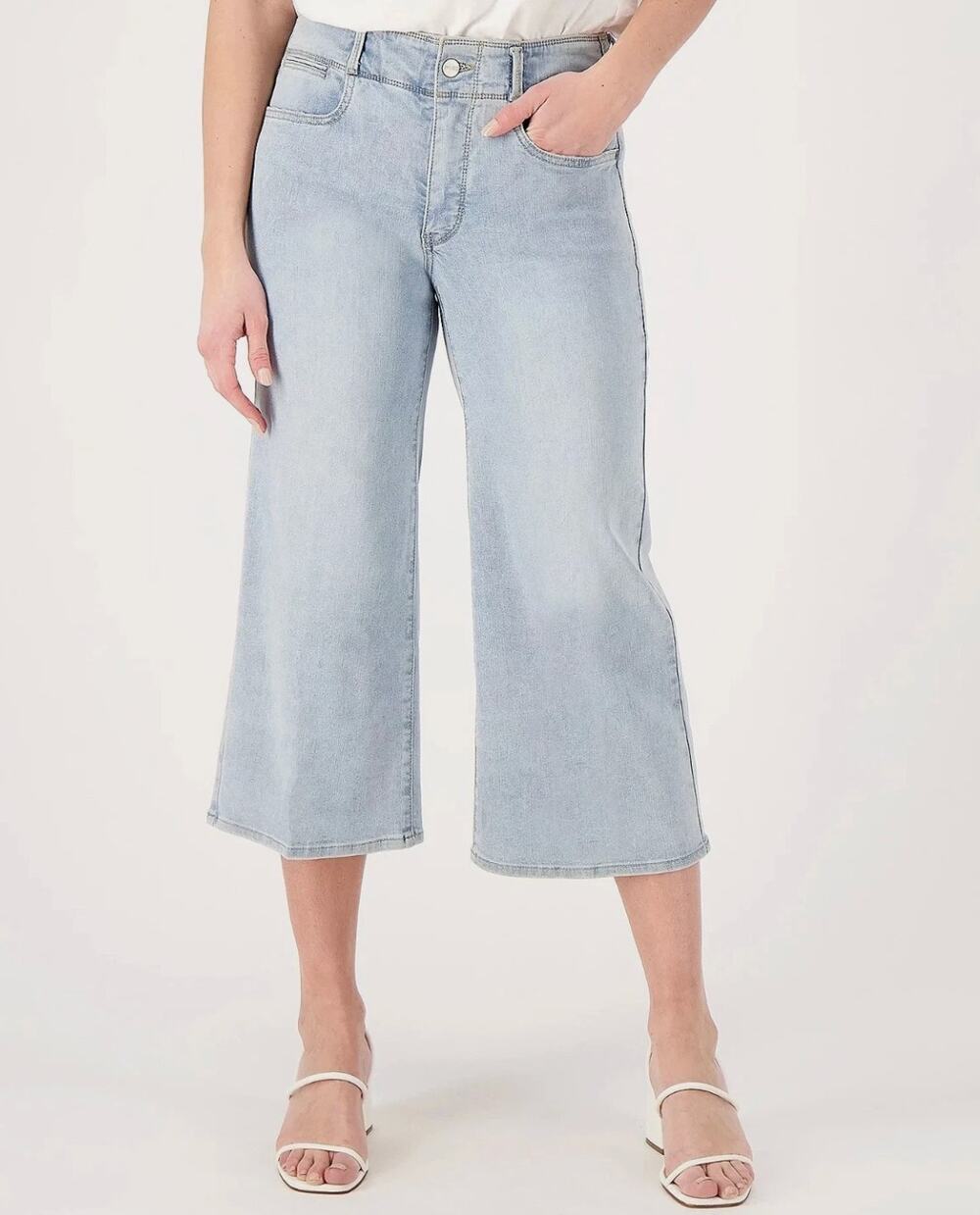 NYDJ Womens Major Wide Leg Capri Jeans Size 14 Daybreak Light Blue NWT